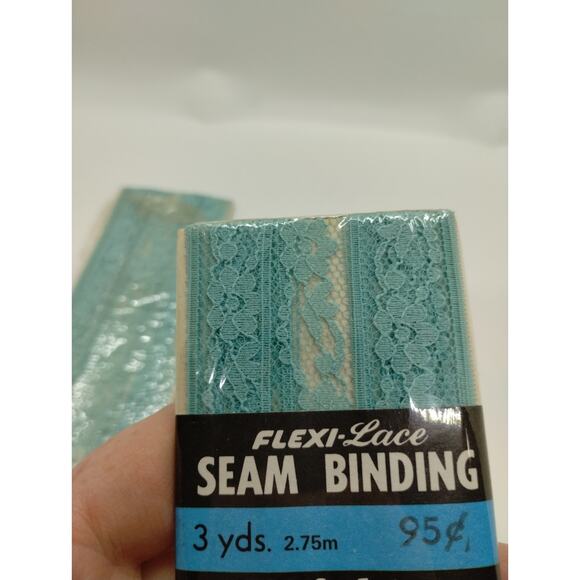 2 Wrights Seam Binding Flexi-Lace 3 Yds 116 305 - Aqua 77 - Sewing Vintage 1986 - Picture 5 of 5